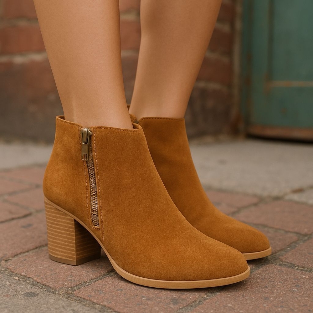 Ecoté Leather Ankle Boots In Camel Size Woman's 10